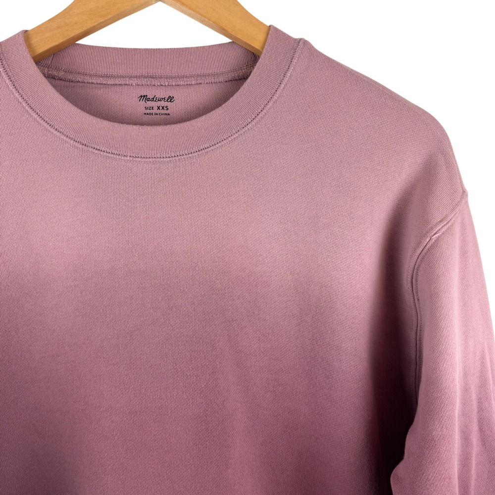 Madewell Sweatshirt Women XXS Purple Relaxed Fit Crew Neck French Terry Pullover